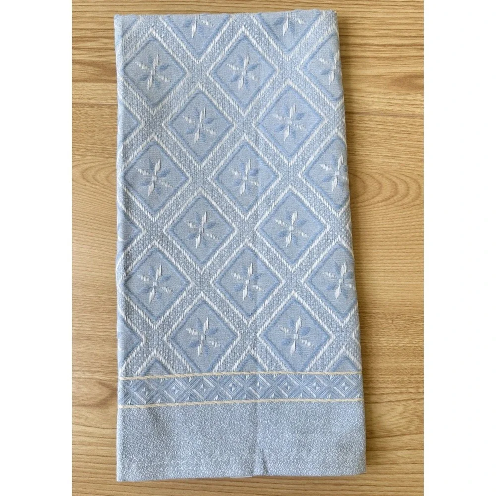 Embroidered Bird Cherry Guest Towels Set 3 Made Portugal Cotton